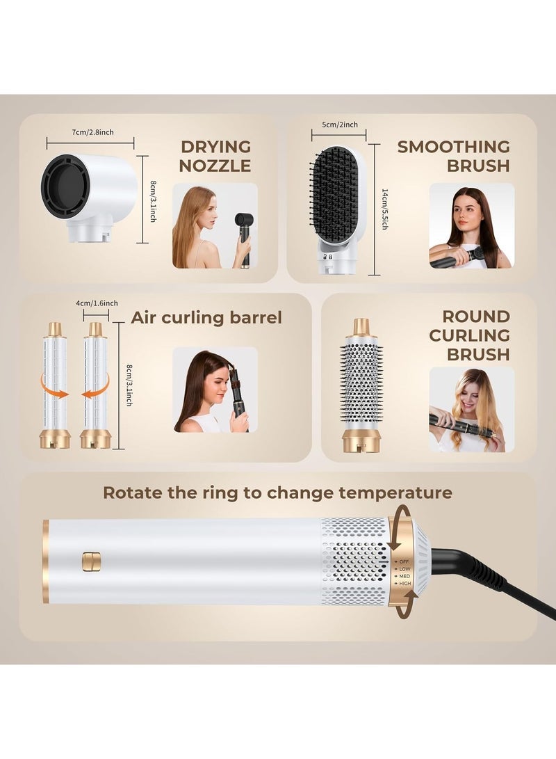 UKLISS Multi-Styler 5 IN 1 Negative Ion Blow Dryer Brush Set, 1000W Upgrade Hot Air Brush Air Curler, Button Instant Heat Up Hair Curler Three speed temperature control Hair Styling Tools with 5 Interchangeable Curling Iron for Hair Drying/Straightening/Curling/Hair Comb Gift for White/with Heat Protective Glove - Image 4
