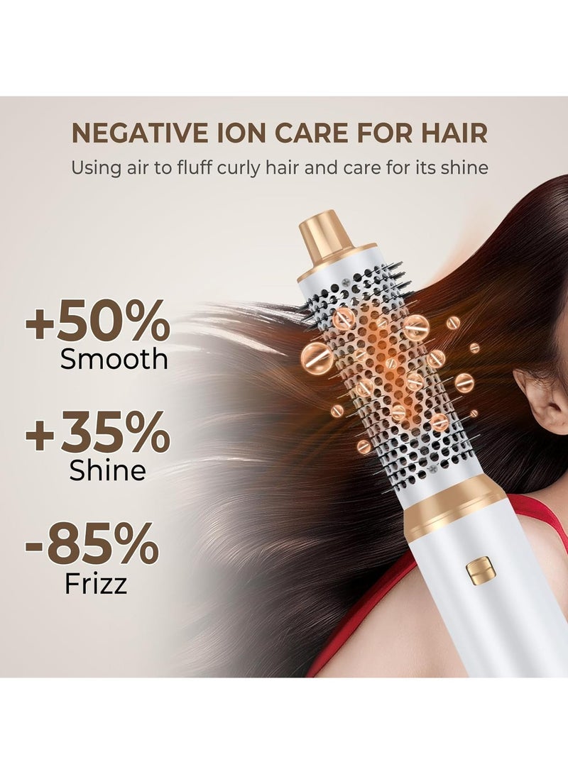 UKLISS Multi-Styler 5 IN 1 Negative Ion Blow Dryer Brush Set, 1000W Upgrade Hot Air Brush Air Curler, Button Instant Heat Up Hair Curler Three speed temperature control Hair Styling Tools with 5 Interchangeable Curling Iron for Hair Drying/Straightening/Curling/Hair Comb Gift for White/with Heat Protective Glove - Image 5