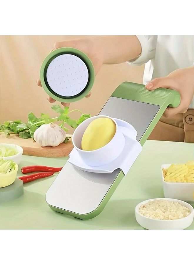 طقم مبشرة وقطاعة الخضروات متعدد الوظائف من Green، 7 قطع، مع شفرات من الفولاذ المقاوم للصدأ - Image 5