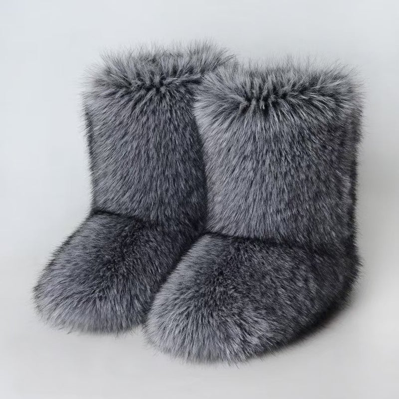Exclusive Fur Boots For Winter, Warm And Cold-Resistant, Fleece-Lined Mid-Calf Boots, Fashionable And Cute Women'S Snow Boots For Cold Protection - Image 2