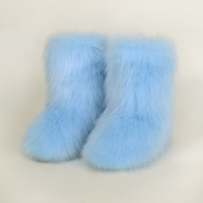 Exclusive Fur Boots For Winter, Warm And Cold-Resistant, Fleece-Lined Mid-Calf Boots, Fashionable And Cute Women'S Snow Boots For Cold Protection - Image 3