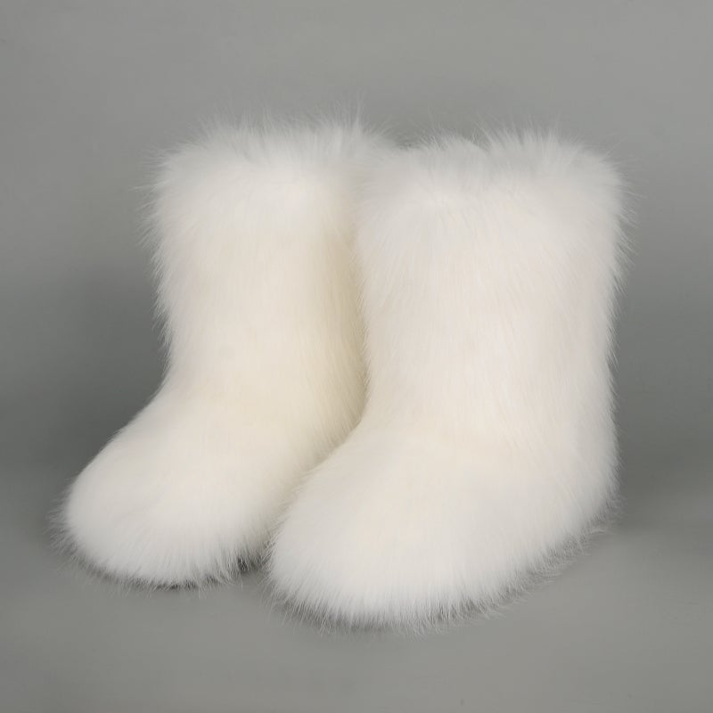 Exclusive Fur Boots For Winter, Warm And Cold-Resistant, Fleece-Lined Mid-Calf Boots, Fashionable And Cute Women'S Snow Boots For Cold Protection - Image 4