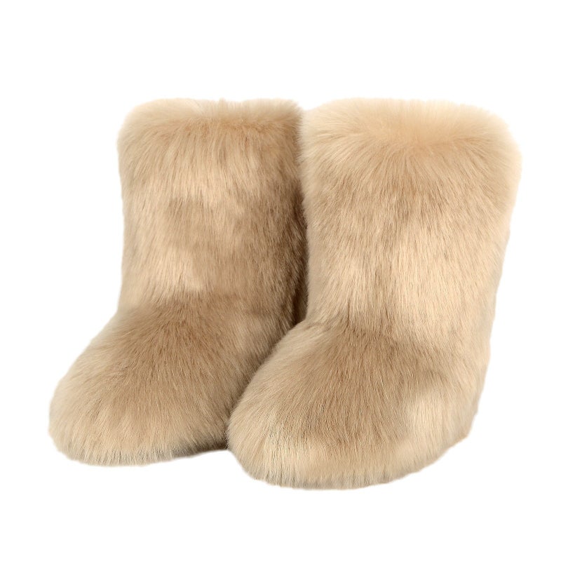Exclusive Fur Boots For Winter, Warm And Cold-Resistant, Fleece-Lined Mid-Calf Boots, Fashionable And Cute Women'S Snow Boots For Cold Protection - Image 5