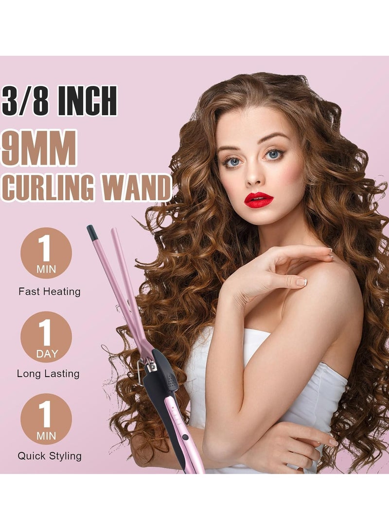 PANDA JOJO 9mm Curling Iron Hair Curler, 3/8 Inch Small Barrel Curling Iron Tourmaline Ceramic Barrel with Adjustable Temperature, Thin Curling Wand for Short and Long Hair - Image 3
