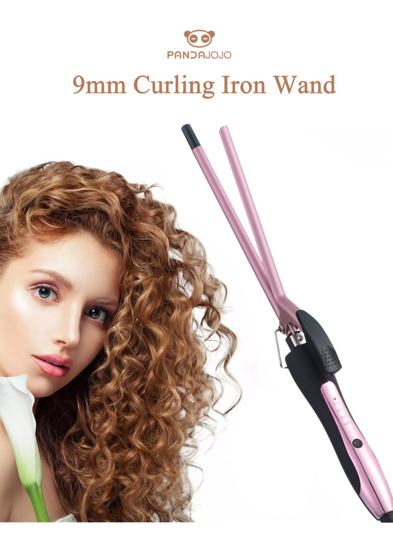 PANDA JOJO 9mm Curling Iron Hair Curler, 3/8 Inch Small Barrel Curling Iron Tourmaline Ceramic Barrel with Adjustable Temperature, Thin Curling Wand for Short and Long Hair - Image 1