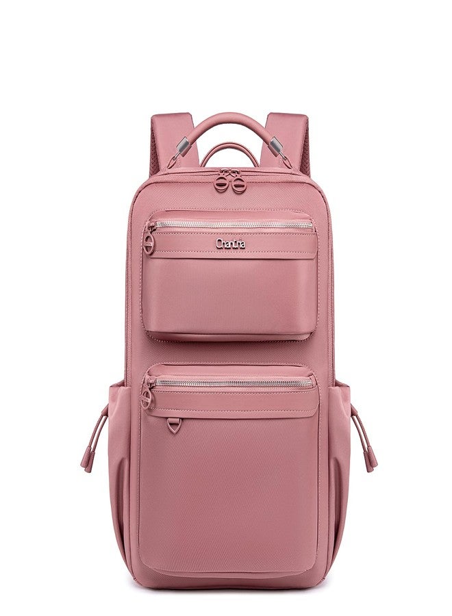 Chantria Women Laptop Backpack 15L | Water-Repellent Nylon Ladies Backpack Fits 15.6 Inch Slim Laptop | Multi-Compartment Comfortable | Premium Stylish Daypack for Work, Office & Travel (Rose) - Image 1