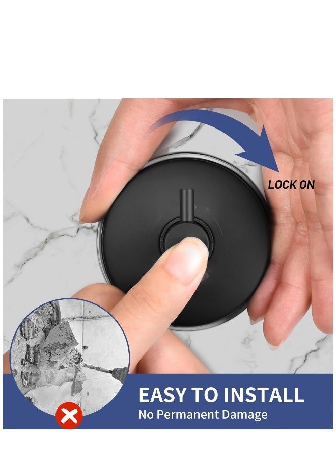 Suction Cup Hooks for Shower Towel Holder Stainless Steel Vacuum Bathroom Shower Hook Suction Washcloth Hanger Kitchen Towel Rack for Robe Loofah Wreath Glass Door Window Wall Brushed Black 2Pcs - Image 3