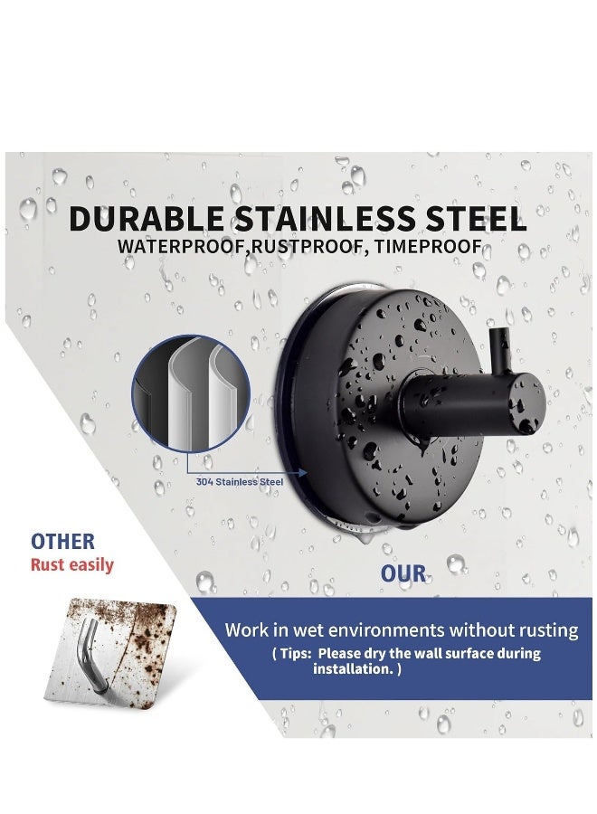 Suction Cup Hooks for Shower Towel Holder Stainless Steel Vacuum Bathroom Shower Hook Suction Washcloth Hanger Kitchen Towel Rack for Robe Loofah Wreath Glass Door Window Wall Brushed Black 2Pcs - Image 1