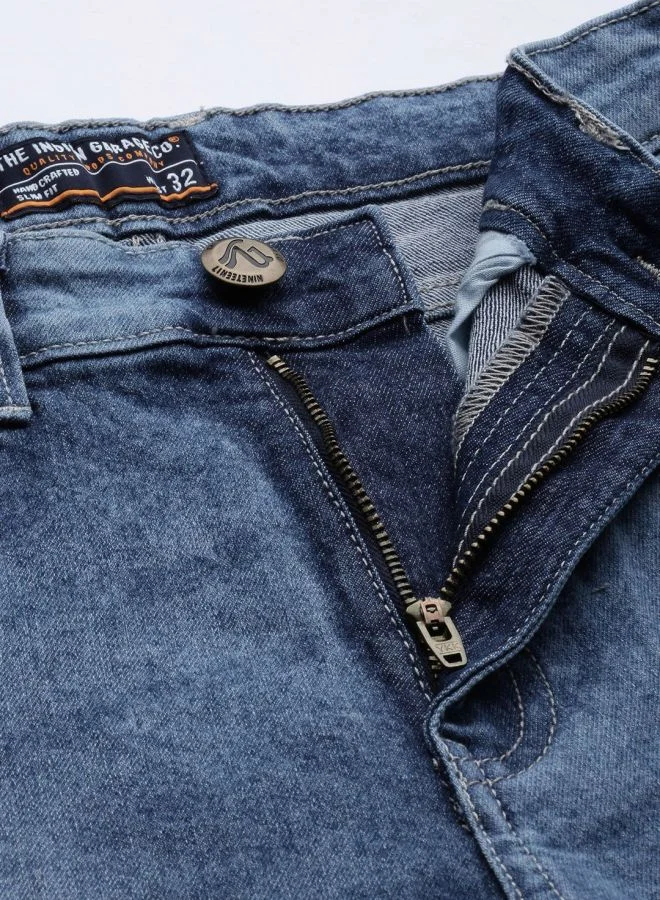 The Indian Garage Co Men Slim Fit Solid Mid-Rise Stretchable Jeans