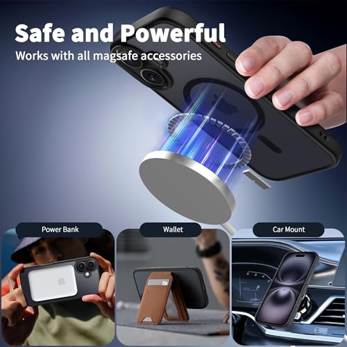 CACOE Magnetic Case for iPhone 16 6.1 inch-Compatible with MagSafe & Magnetic Car Phone Mount,Not Yellowing Anti-Scratch (Matte Black) - Image 4