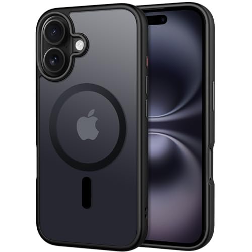CACOE Magnetic Case for iPhone 16 6.1 inch-Compatible with MagSafe & Magnetic Car Phone Mount,Not Yellowing Anti-Scratch (Matte Black) - Image 1