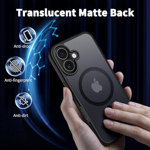 CACOE Magnetic Case for iPhone 16 6.1 inch-Compatible with MagSafe & Magnetic Car Phone Mount,Not Yellowing Anti-Scratch (Matte Black) - Image 5