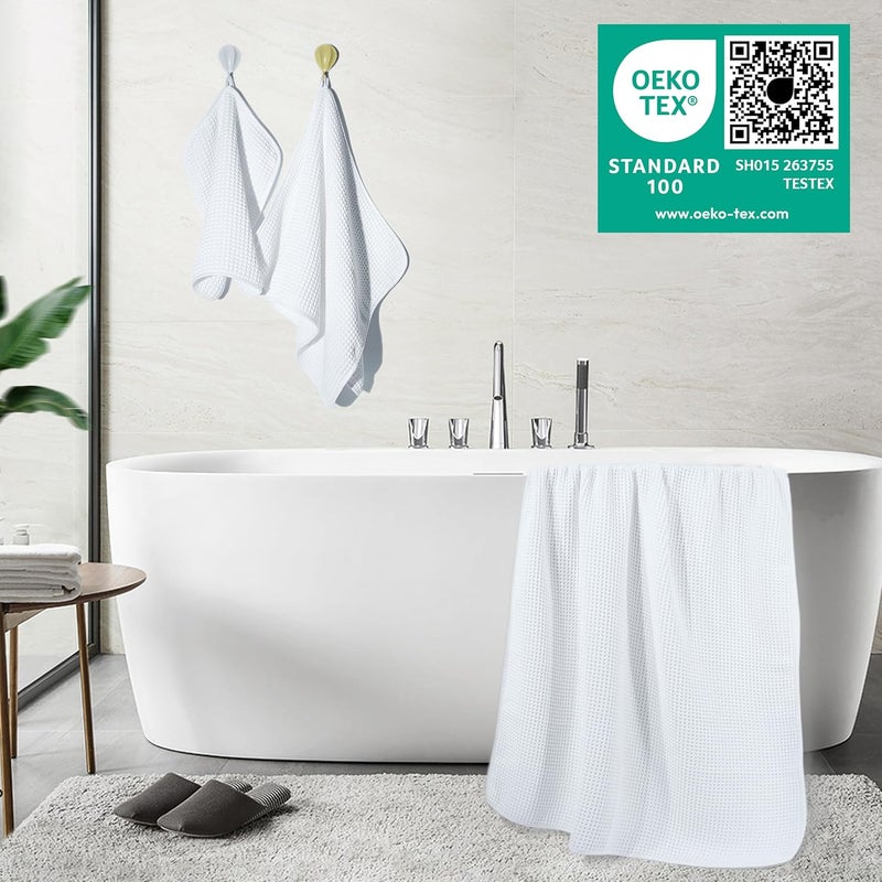 Polyte Oversize, 60 x 30 in., Quick Dry Lint Free Microfiber Bath Towel Set, 6 Piece (Waffle Weave) - Image 4