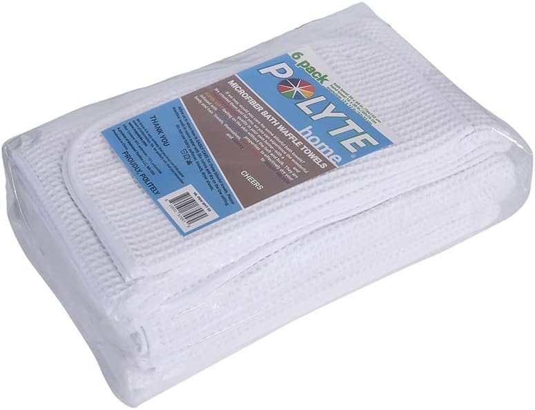 Polyte Oversize, 60 x 30 in., Quick Dry Lint Free Microfiber Bath Towel Set, 6 Piece (Waffle Weave) - Image 5
