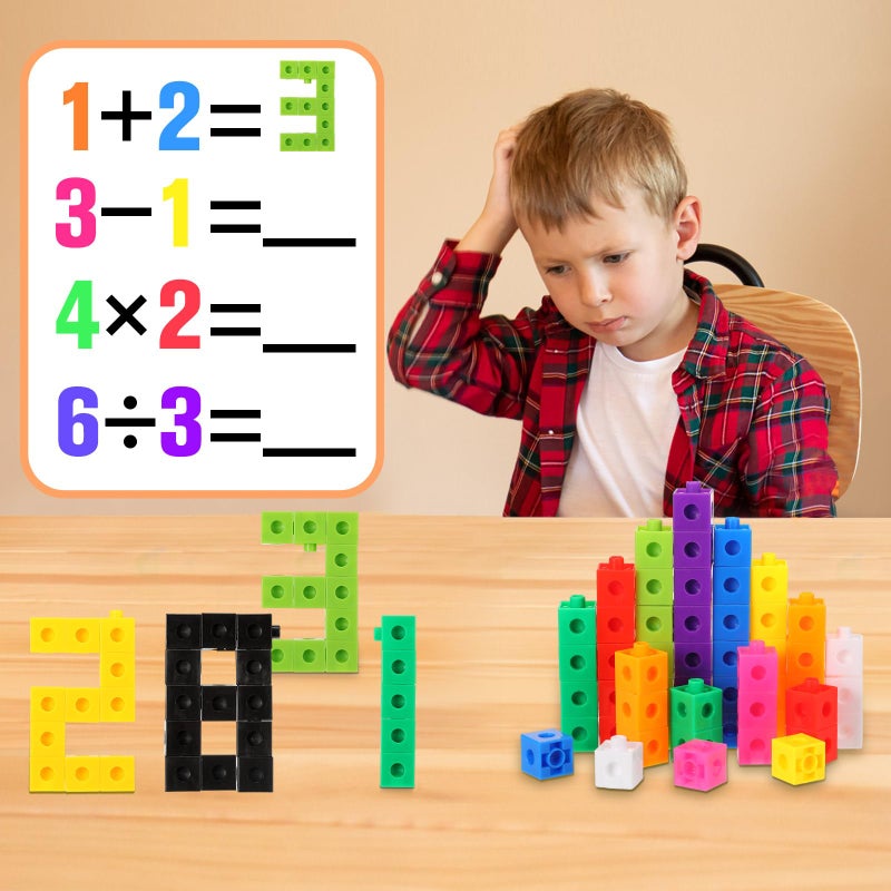 Jenaai 300 Pcs Counting Cubes, Plastic Connecting Blocks, Colorful Math Cubes, Math Manipulatives Classroom Learning Supplies, Preschool Learning Materials, Counting Toys(Classic Style) - Image 4