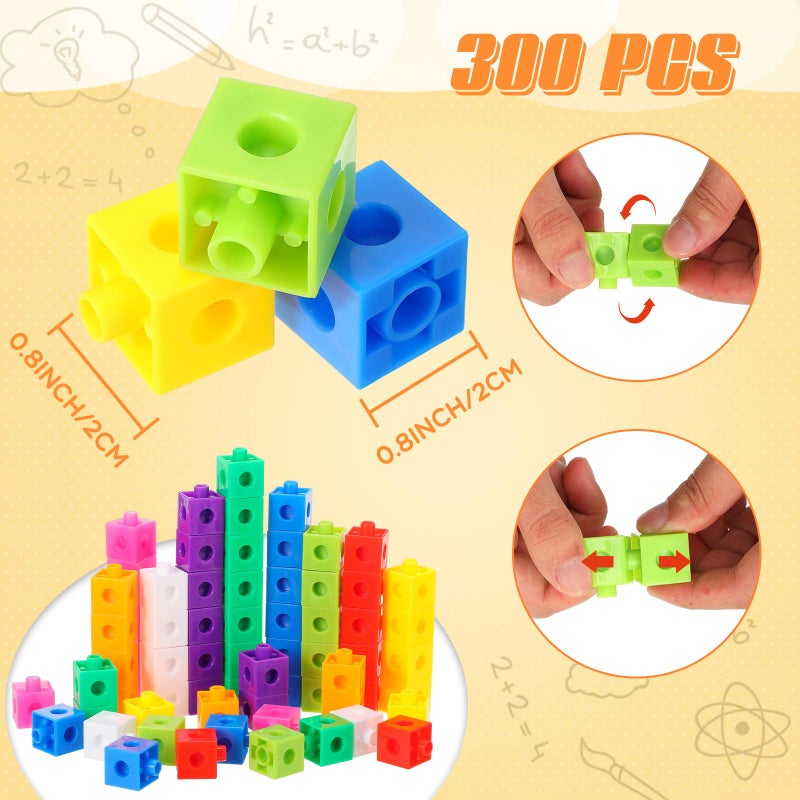 Jenaai 300 Pcs Counting Cubes, Plastic Connecting Blocks, Colorful Math Cubes, Math Manipulatives Classroom Learning Supplies, Preschool Learning Materials, Counting Toys(Classic Style) - Image 2
