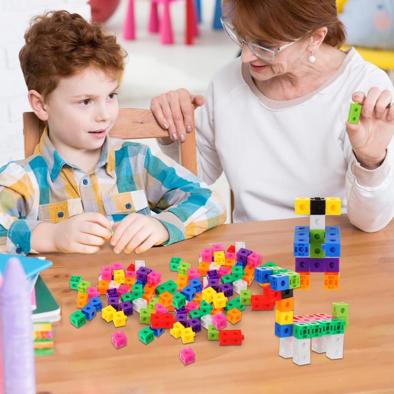 Jenaai 300 Pcs Counting Cubes, Plastic Connecting Blocks, Colorful Math Cubes, Math Manipulatives Classroom Learning Supplies, Preschool Learning Materials, Counting Toys(Classic Style) - Image 5