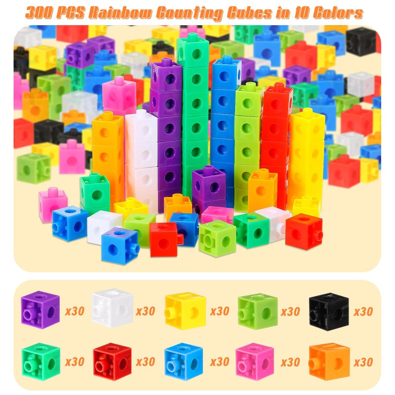 Jenaai 300 Pcs Counting Cubes, Plastic Connecting Blocks, Colorful Math Cubes, Math Manipulatives Classroom Learning Supplies, Preschool Learning Materials, Counting Toys(Classic Style) - Image 3