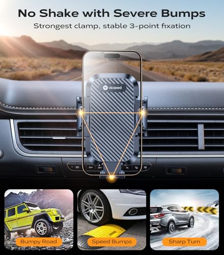 VICSEED 2025 Upgrade Ultra Stable Car Phone Holder Mount [Never Fall Off & Won't Break] Universal Air Vent Phone Mount for Car Easy Clamp Phone Holders for Your Car for iPhone 17 Pro Max 16 15 14 13 - Image 3