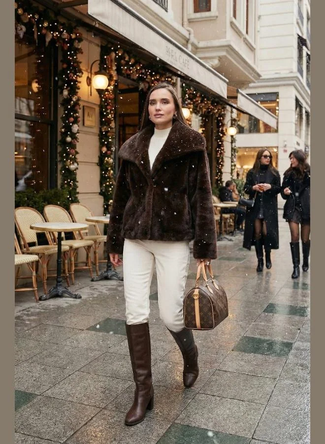 Lela Lela Oversize Fit Wide Collar Lined Fur Women's FUR 497AFRA