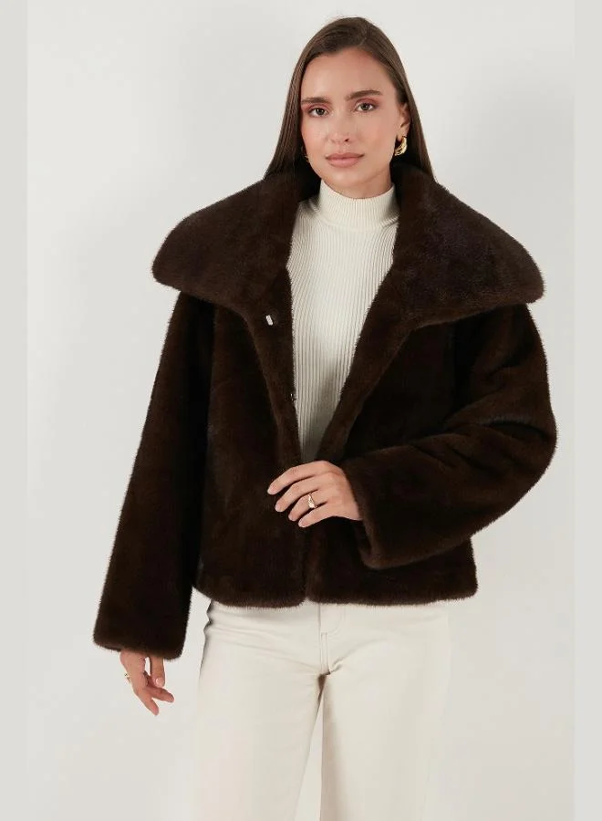 Lela  Lela Oversize Fit Wide Collar Lined Fur Women's FUR 497AFRA for Women | Best Price UAE