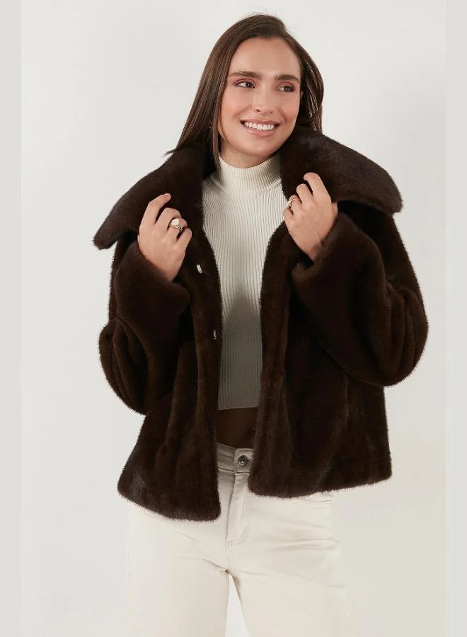 Lela  Lela Oversize Fit Wide Collar Lined Fur Women's FUR 497AFRA for Women | Best Price UAE