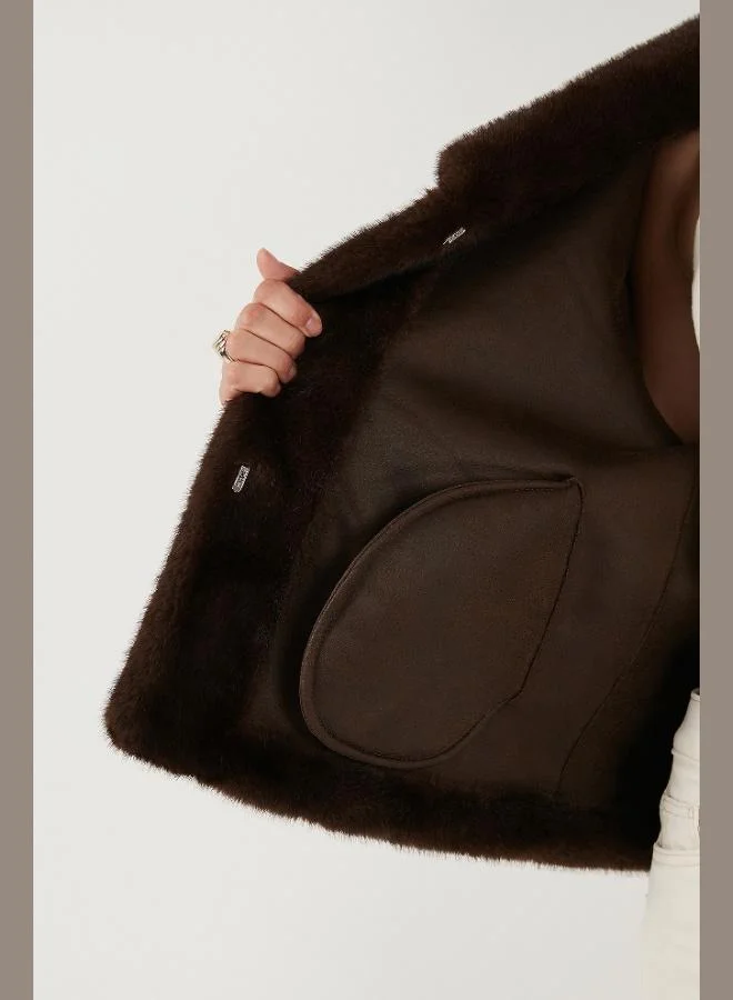 Lela  Lela Oversize Fit Wide Collar Lined Fur Women's FUR 497AFRA for Women | Best Price UAE