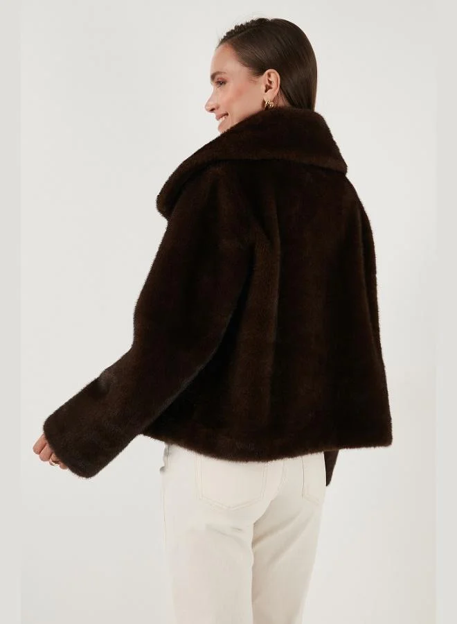 Lela  Lela Oversize Fit Wide Collar Lined Fur Women's FUR 497AFRA for Women | Best Price UAE