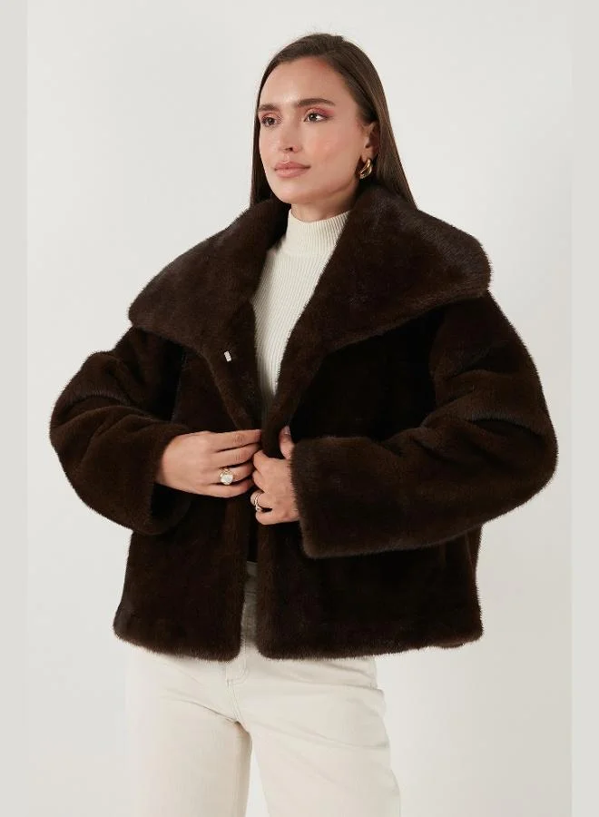 Lela  Lela Oversize Fit Wide Collar Lined Fur Women's FUR 497AFRA for Women | Best Price UAE