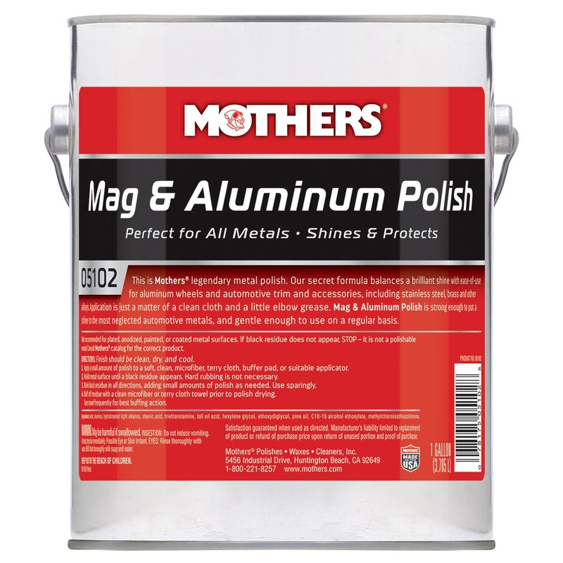 Mothers Mag Aluminum Polish 128 oz Brilliant Shine Easy to Use for All Uncoated Unplated Metals Including Aluminum Wheels Stainless Steel Trim and Exhaust Tips Brass More 05102 - Image 2