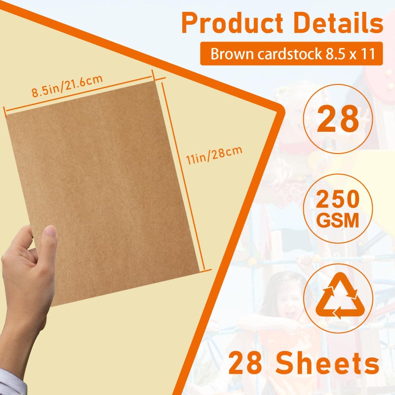 Guakicae 28 Sheets Brown Cardstock 8.5 x 11 Printer Paper, 92lb Heavyweight Thank You Card Stock for Greeting Cards, Wrapper, Invitations, DIY Cards Making, Certificates - Image 2