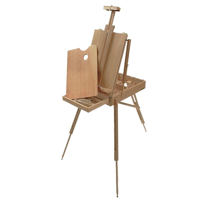 Monet French Easel Portable FullSize Sketchbox Easel for Painting and Drawing Adjustable Elmwood Easel with Storage Drawer Palette Shoulder Strap Holds Canvas up to 34