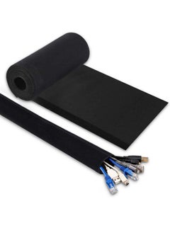 JOTO JOTO 130" Cable Management Sleeve, Cuttable Neoprene Cord Management Organizer System, Flexible Cable wrap Cover Wire Hider for Desk TV Computer Office Home Theater -Reversible (Large, black)  - Image 2