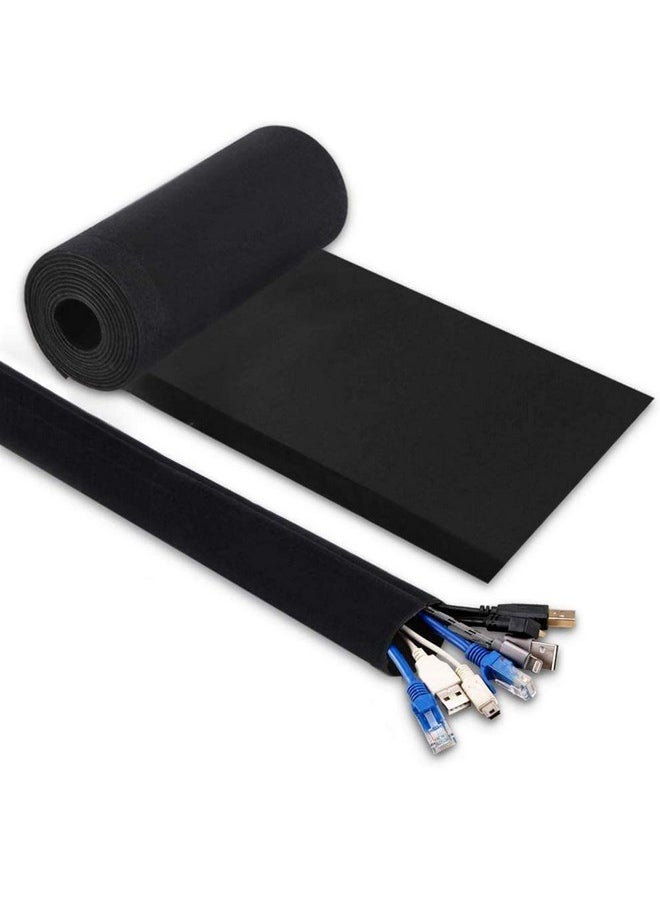 JOTO JOTO 130" Cable Management Sleeve, Cuttable Neoprene Cord Management Organizer System, Flexible Cable wrap Cover Wire Hider for Desk TV Computer Office Home Theater -Reversible (Large, black)  - Image 2