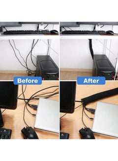 JOTO JOTO 130" Cable Management Sleeve, Cuttable Neoprene Cord Management Organizer System, Flexible Cable wrap Cover Wire Hider for Desk TV Computer Office Home Theater -Reversible (Large, black)  - Image 4