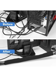 JOTO JOTO 130" Cable Management Sleeve, Cuttable Neoprene Cord Management Organizer System, Flexible Cable wrap Cover Wire Hider for Desk TV Computer Office Home Theater -Reversible (Large, black)  - Image 3