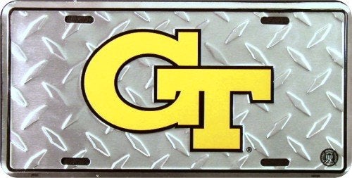 Hangtime Georgia Tech - Georgia Tech Yellow Jackets Diamond Emboss Metal Novelty auto tag 6 x 12 - Image 3