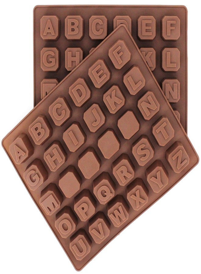AB SALES Silicone English Alphabet Mould, 0Blocks Non-Stick Chocolate Moulds, Baking Mold, Handmade Wax Resin Moulds, DIY Cake Topper Gummy Sugarpaste Candy Wax Melts Decoration, Brown - Image 1