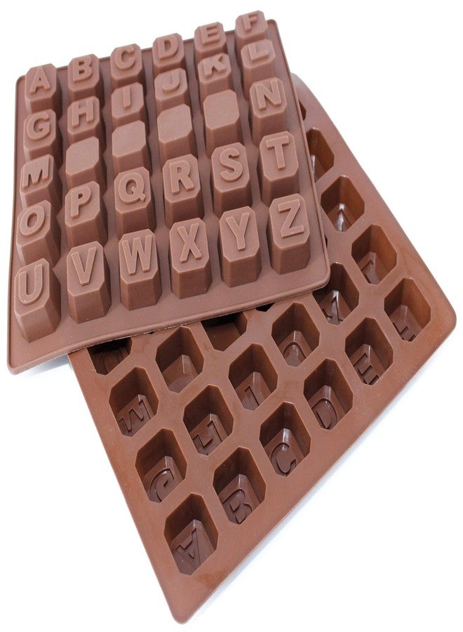AB SALES Silicone English Alphabet Mould, 0Blocks Non-Stick Chocolate Moulds, Baking Mold, Handmade Wax Resin Moulds, DIY Cake Topper Gummy Sugarpaste Candy Wax Melts Decoration, Brown - Image 2