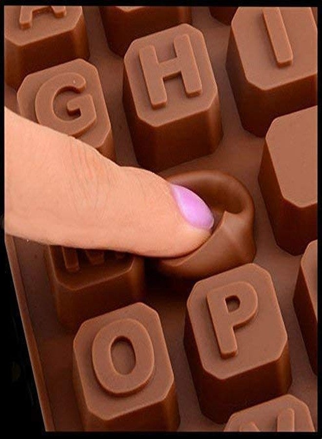 AB SALES Silicone English Alphabet Mould, 0Blocks Non-Stick Chocolate Moulds, Baking Mold, Handmade Wax Resin Moulds, DIY Cake Topper Gummy Sugarpaste Candy Wax Melts Decoration, Brown - Image 3