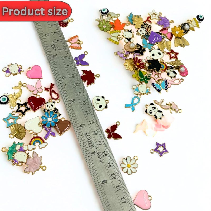 Tdas 30 Pcs Mixed Charms for Jewelry Making, Assorted Bangle Charms Enamel Pendants for Jewellery Aesthetic Necklace Earring Key Chain Bracelet DIY Gold Plated Accessories and Crafting Mix Color Craft Supplies - Image 3