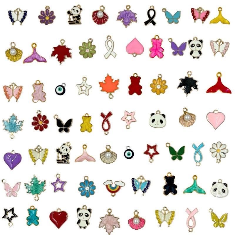 Tdas 30 Pcs Mixed Charms for Jewelry Making, Assorted Bangle Charms Enamel Pendants for Jewellery Aesthetic Necklace Earring Key Chain Bracelet DIY Gold Plated Accessories and Crafting Mix Color Craft Supplies - Image 1