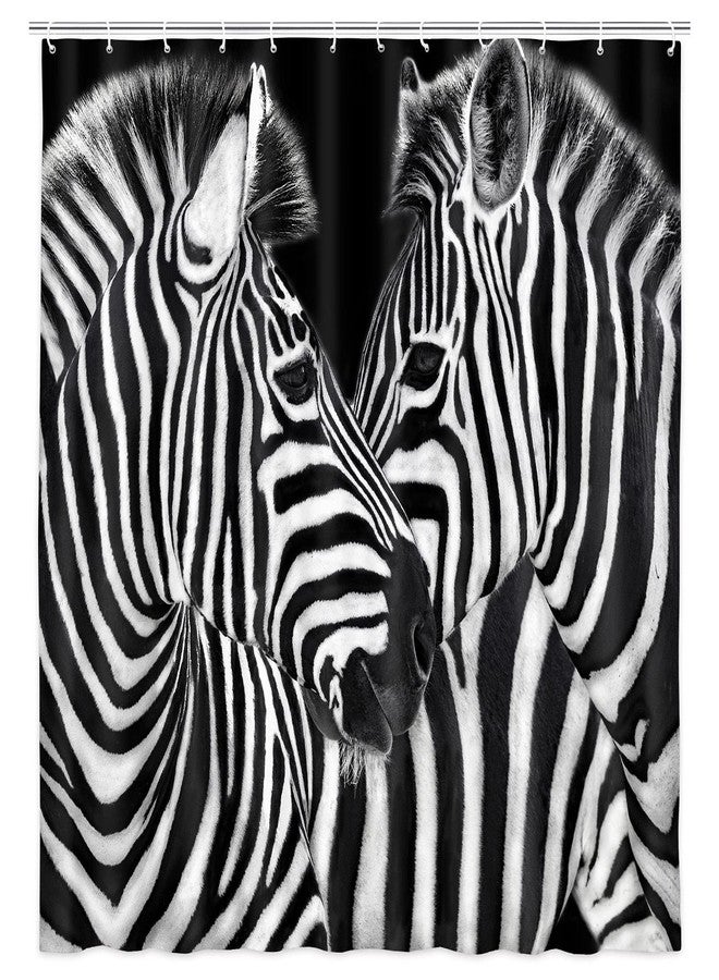 Wathon Zebra Print Shower Curtain Black and White, Cute Zebra Animal Bathroom Shower Curtain Nature Wildlife, Modern Art Decor Shower Curtain Set Stripe Design Shower Curtain Hooks Included 72X702IN - Image 1