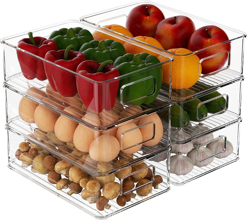 Snazzy Clear Plastic Kitchen Pantry Organizer Refrigerator or Freezer Food Storage Bins with Handles For Fruit Yogurt Snacks Pasta Food Safe 10 Long 4 Pack - Image 2