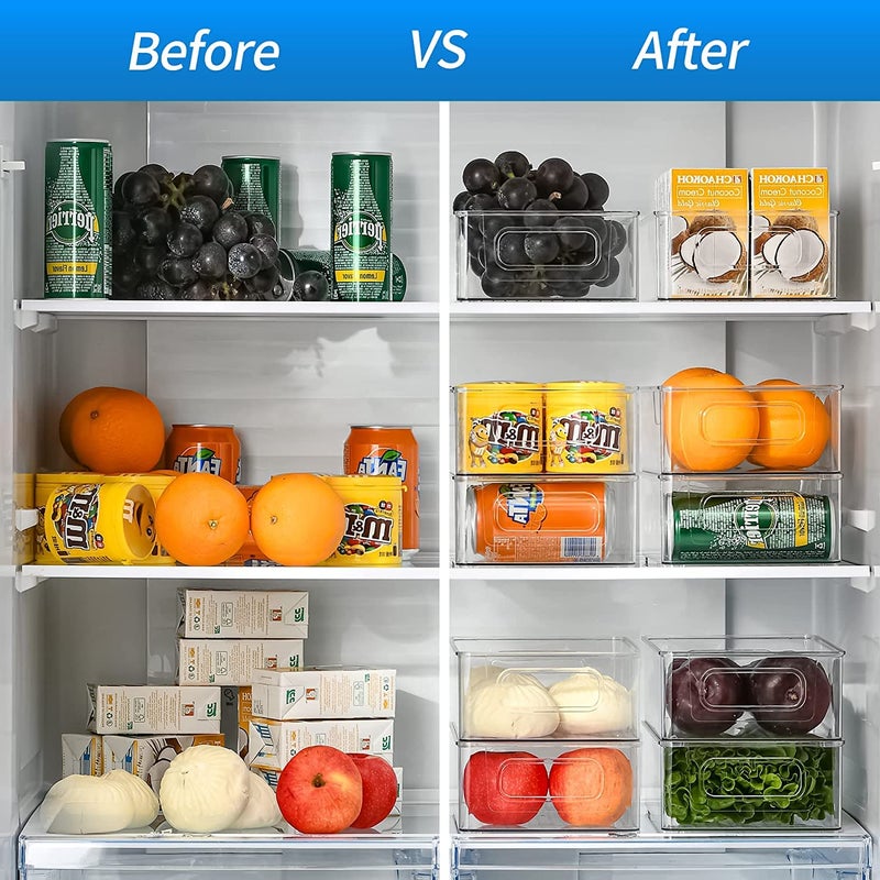 Snazzy Clear Plastic Kitchen Pantry Organizer Refrigerator or Freezer Food Storage Bins with Handles For Fruit Yogurt Snacks Pasta Food Safe 10 Long 4 Pack - Image 5