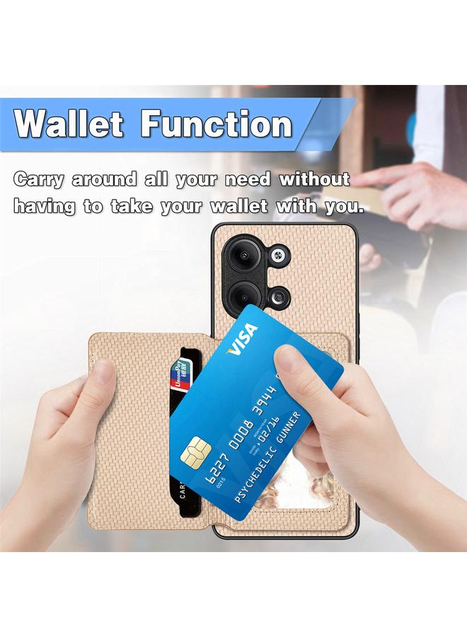 اس-توب جراب هاتف OPPO A57 4G مصنوع من ألياف الكربون مع حقيبة بطاقات مغناطيسية - Image 5