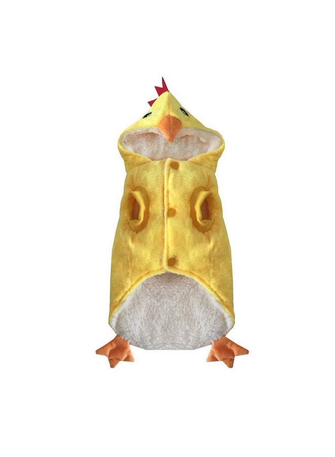 موغوكو زي دجاجة كلب مضحك من Mogoko، فستان تنكري على شكل ديك لعيد الهالوين والكريسماس للحيوانات الأليفة، ملابس قطط رائعة ملابس دافئة للحيوانات (مقاس XL، أصفر) - Image 2