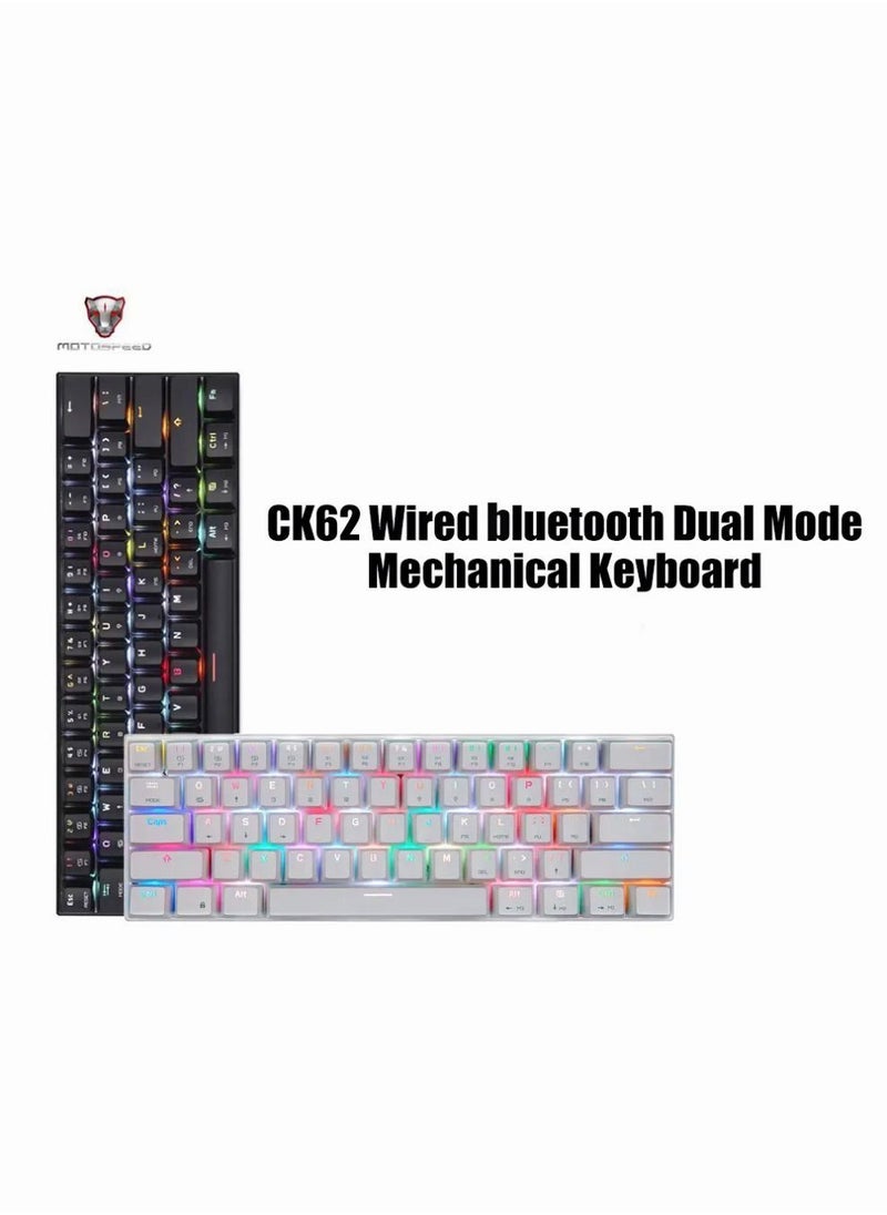 Motospeed Outemu Blue Switch RGB Backlight 60% Mechanical Gaming Keyboard NKRO Anti-Ghosting Mech Keeb Bluetooth USB Type-C Wired Dual-Mode - White  - Image 3