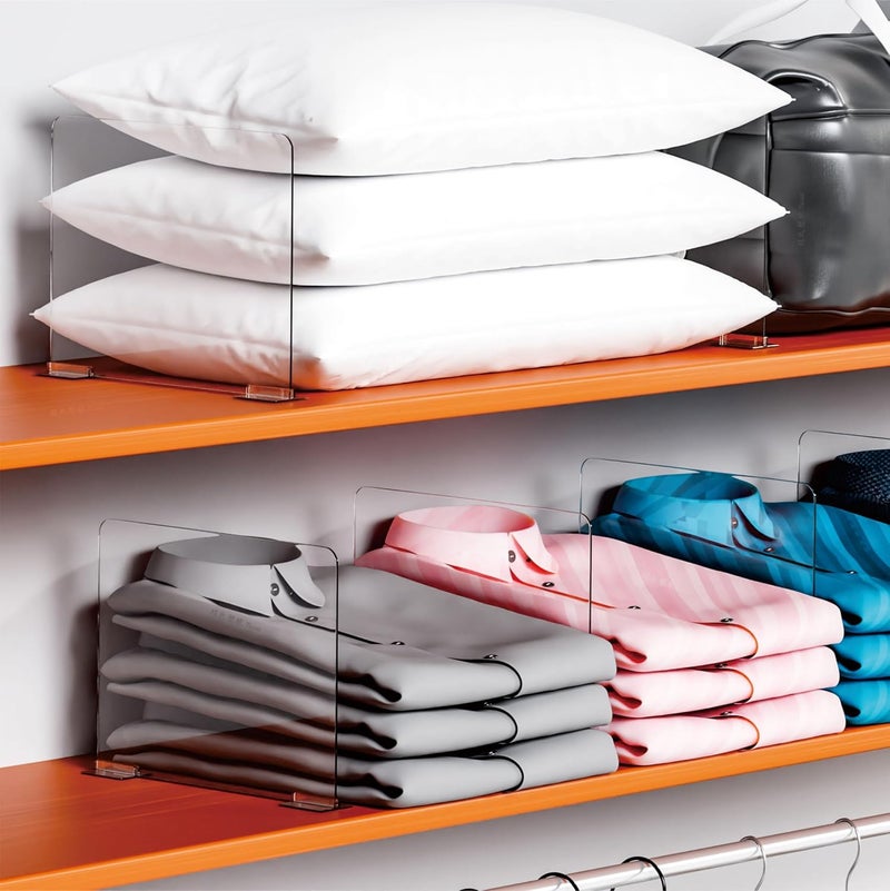 Clear Shelf Dividers for Closet Organization - 8 Pack - Image 4