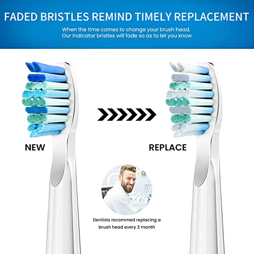 YUNCHI Medium Soft Replacement Toothbrushes Heads Compatible with Fairywill Toothbrushes FW-D1/D3/D7/D8/507/508/917/959/515/551/2011, 5 Pack, White - Image 5